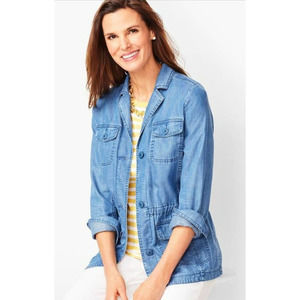 Talbots Women's Cotton Blue Casual Jacket Tencel Blend Size 1XL